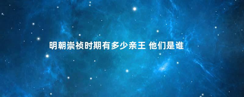 明朝崇祯时期有多少亲王 他们是谁